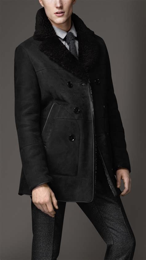 burberry shearling coat a line|Burberry men's shearling jacket.